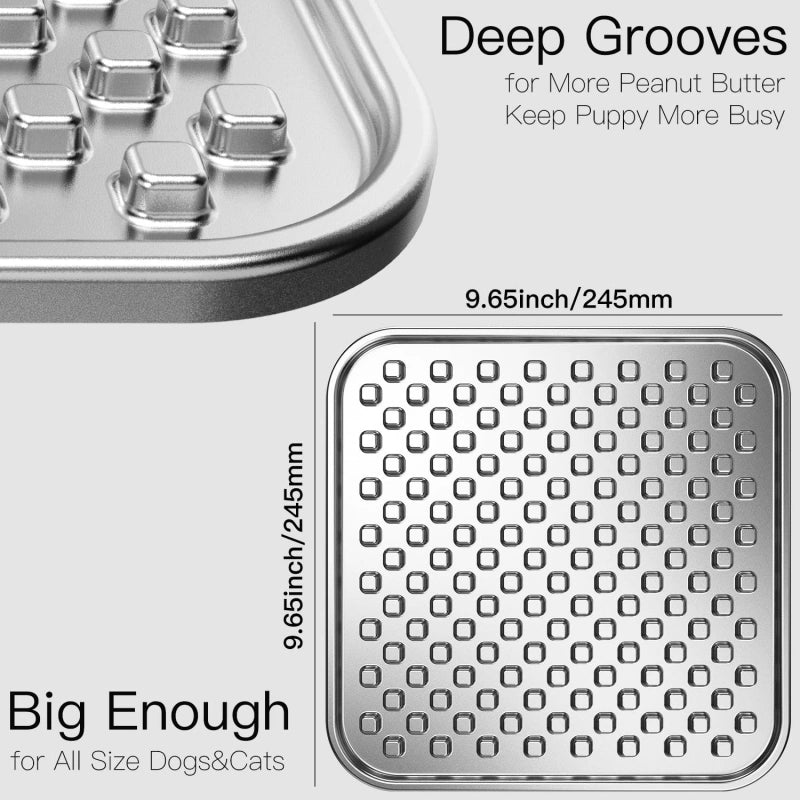 Stainless Steel Lick Mat for Dogs & Cats – Chew-Resistant, Non-Slip Slow Feeder